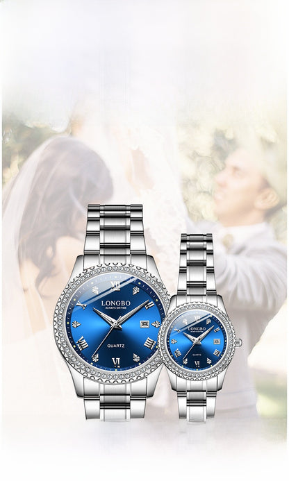 Men's Quartz Watch With Stainless Steel Strap And Single Folding Buckle, Featuring Tempered Glass Mirror And Pointer Display