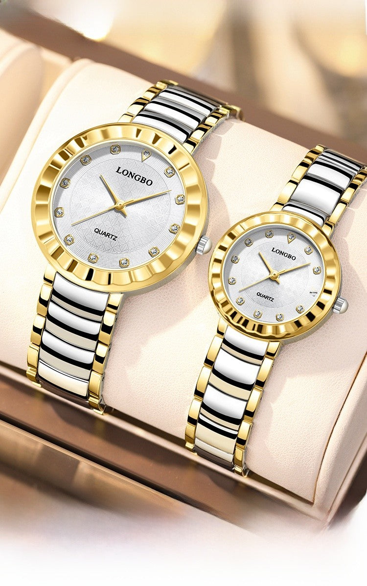 Quartz Watch With Stainless Steel Strap And Single Folding Buckle, Featuring Tempered Glass Mirror, Pointer Display, And Round Dial