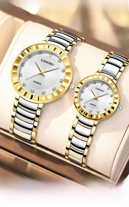 Quartz Watch With Stainless Steel Strap And Single Folding Buckle, Featuring Tempered Glass Mirror, Pointer Display, And Round Dial