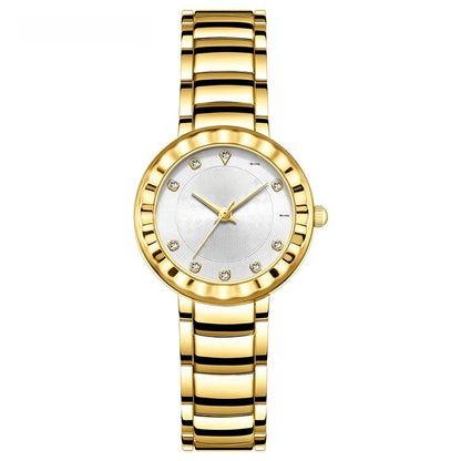 Quartz Watch With Stainless Steel Strap And Single Folding Buckle, Featuring Tempered Glass Mirror, Pointer Display, And Round Dial