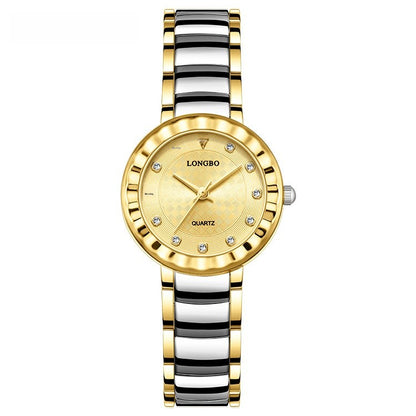 Quartz Watch With Stainless Steel Strap And Single Folding Buckle, Featuring Tempered Glass Mirror, Pointer Display, And Round Dial