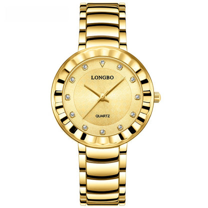 Quartz Watch With Stainless Steel Strap And Single Folding Buckle, Featuring Tempered Glass Mirror, Pointer Display, And Round Dial
