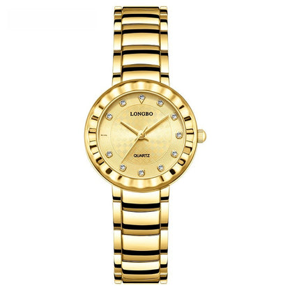 Quartz Watch With Stainless Steel Strap And Single Folding Buckle, Featuring Tempered Glass Mirror, Pointer Display, And Round Dial