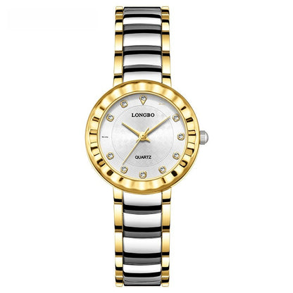 Quartz Watch With Stainless Steel Strap And Single Folding Buckle, Featuring Tempered Glass Mirror, Pointer Display, And Round Dial