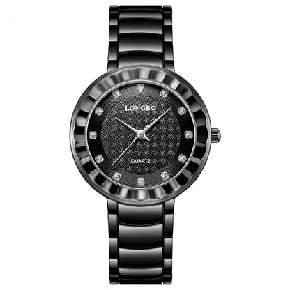 Quartz Watch With Stainless Steel Strap And Single Folding Buckle, Featuring Tempered Glass Mirror, Pointer Display, And Round Dial
