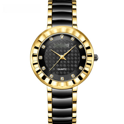 Quartz Watch With Stainless Steel Strap And Single Folding Buckle, Featuring Tempered Glass Mirror, Pointer Display, And Round Dial