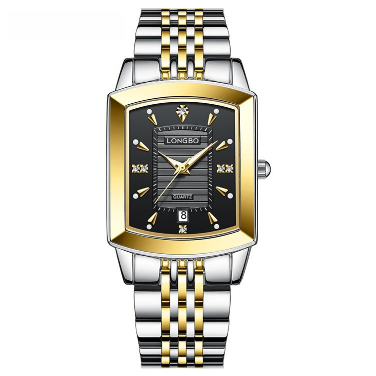 Quartz Watch Unisex With Stainless Steel Strap, Butterfly Double Snap Buckle, Tempered Glass Mirror, Pointer Display