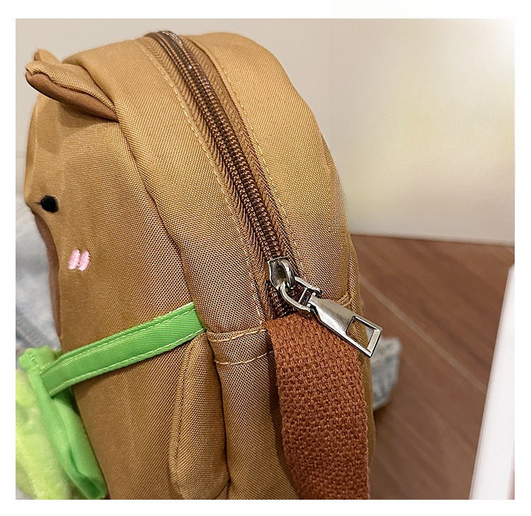 Capybara Round Oxford Cloth Crossbody Bag For Kids, Suitable For All Seasons