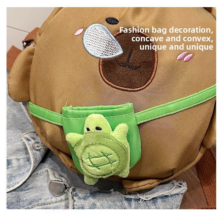 Capybara Round Oxford Cloth Crossbody Bag For Kids, Suitable For All Seasons