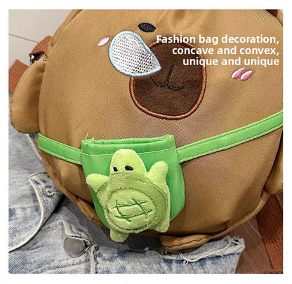 Capybara Round Oxford Cloth Crossbody Bag For Kids, Suitable For All Seasons