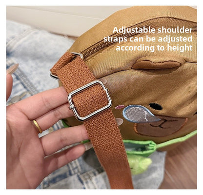 Capybara Round Oxford Cloth Crossbody Bag For Kids, Suitable For All Seasons