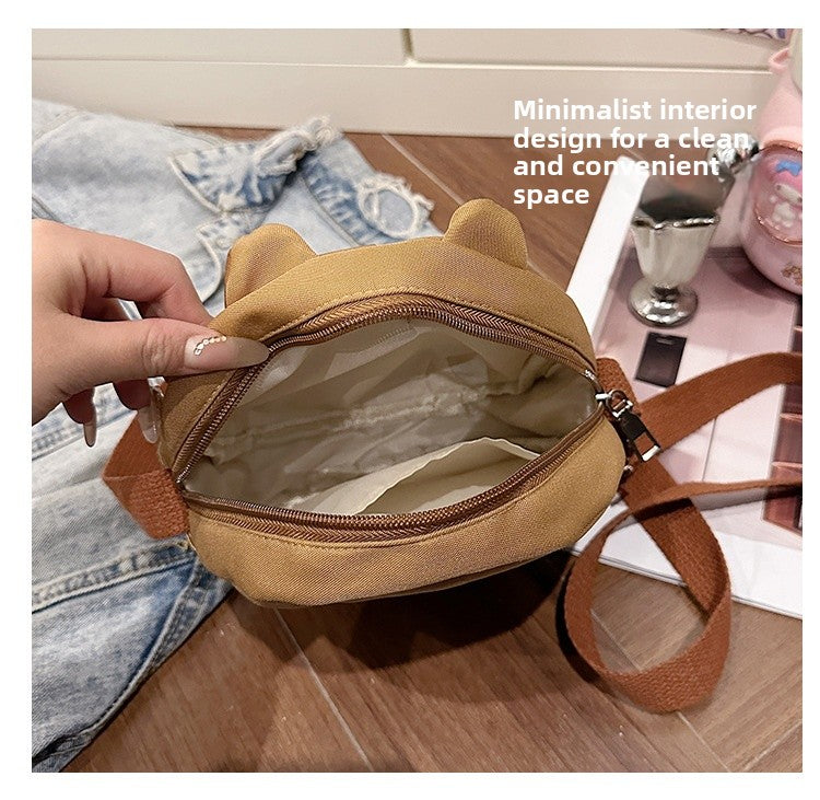 Capybara Round Oxford Cloth Crossbody Bag For Kids, Suitable For All Seasons