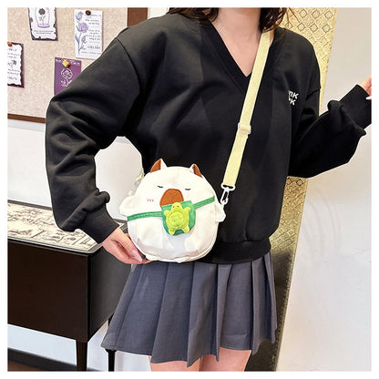 Capybara Round Oxford Cloth Crossbody Bag For Kids, Suitable For All Seasons