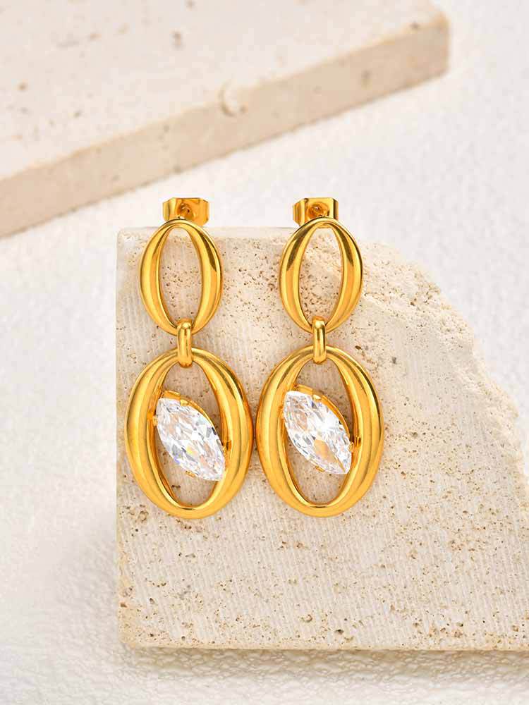 Round Stud Earrings For Women Featuring Waterproof Non Tarnish 304 Stainless Steel With 18K Real Gold Plated PVD Coating