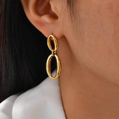Round Stud Earrings For Women Featuring Waterproof Non Tarnish 304 Stainless Steel With 18K Real Gold Plated PVD Coating