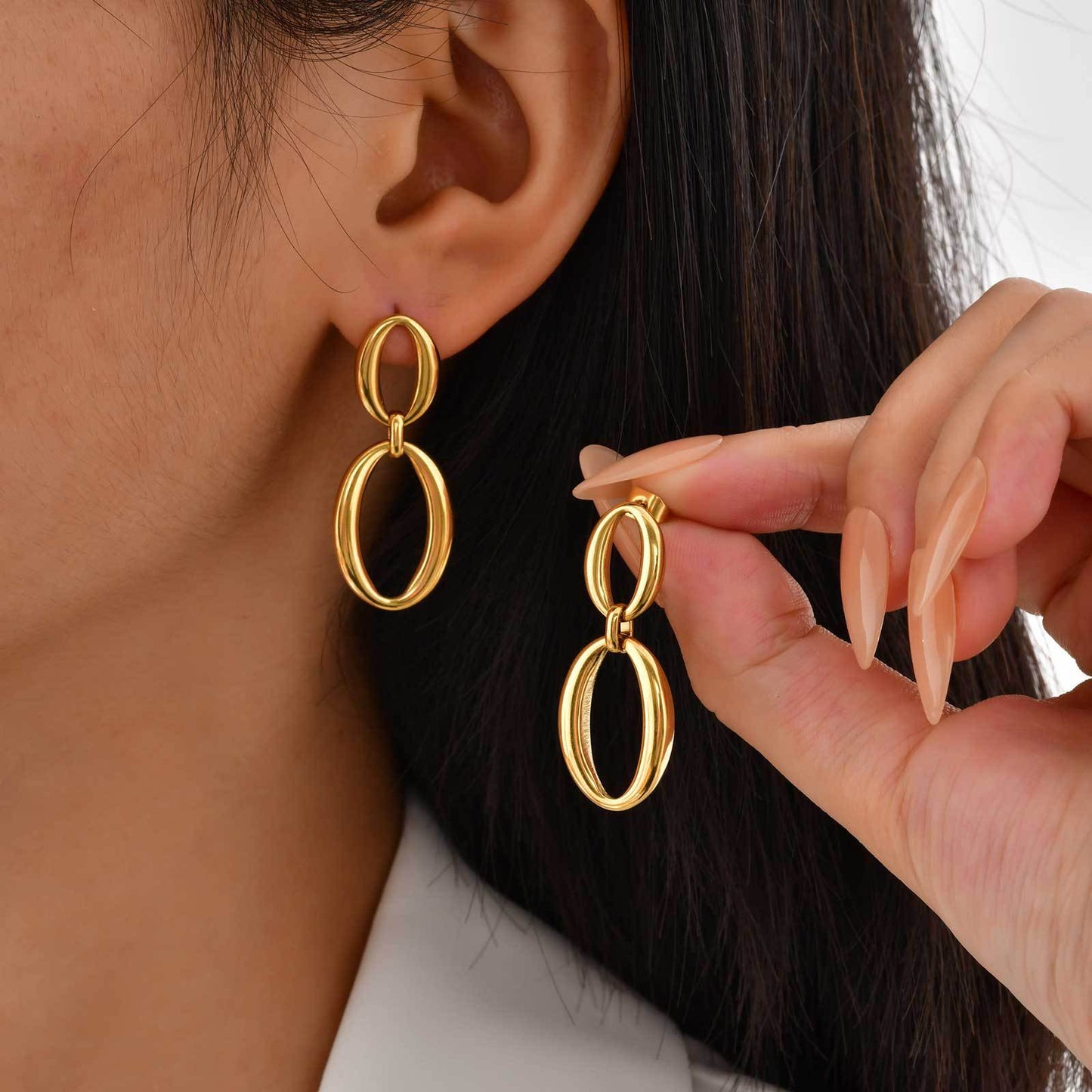 Round Stud Earrings For Women Featuring Waterproof Non Tarnish 304 Stainless Steel With 18K Real Gold Plated PVD Coating