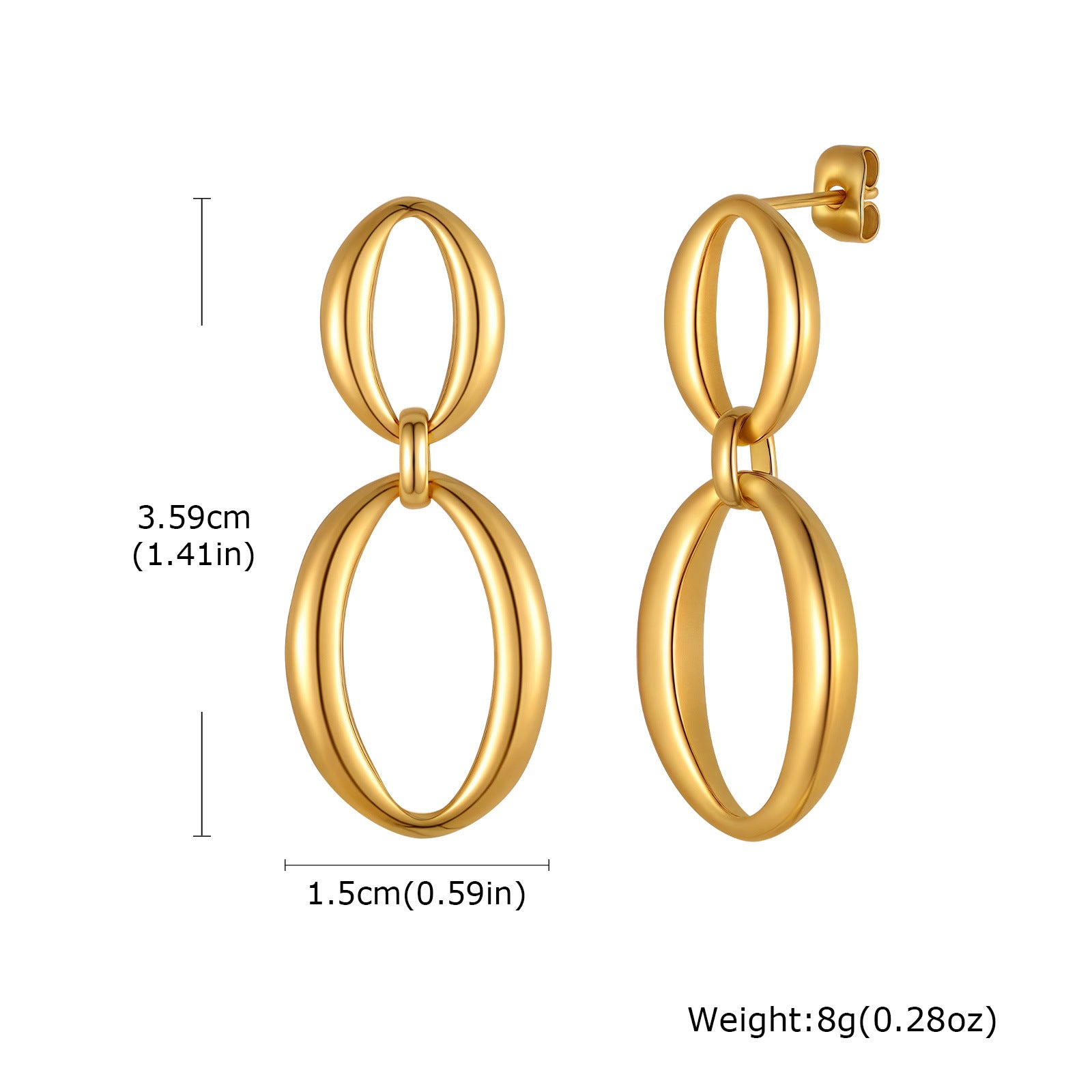 Round Stud Earrings For Women Featuring Waterproof Non Tarnish 304 Stainless Steel With 18K Real Gold Plated PVD Coating