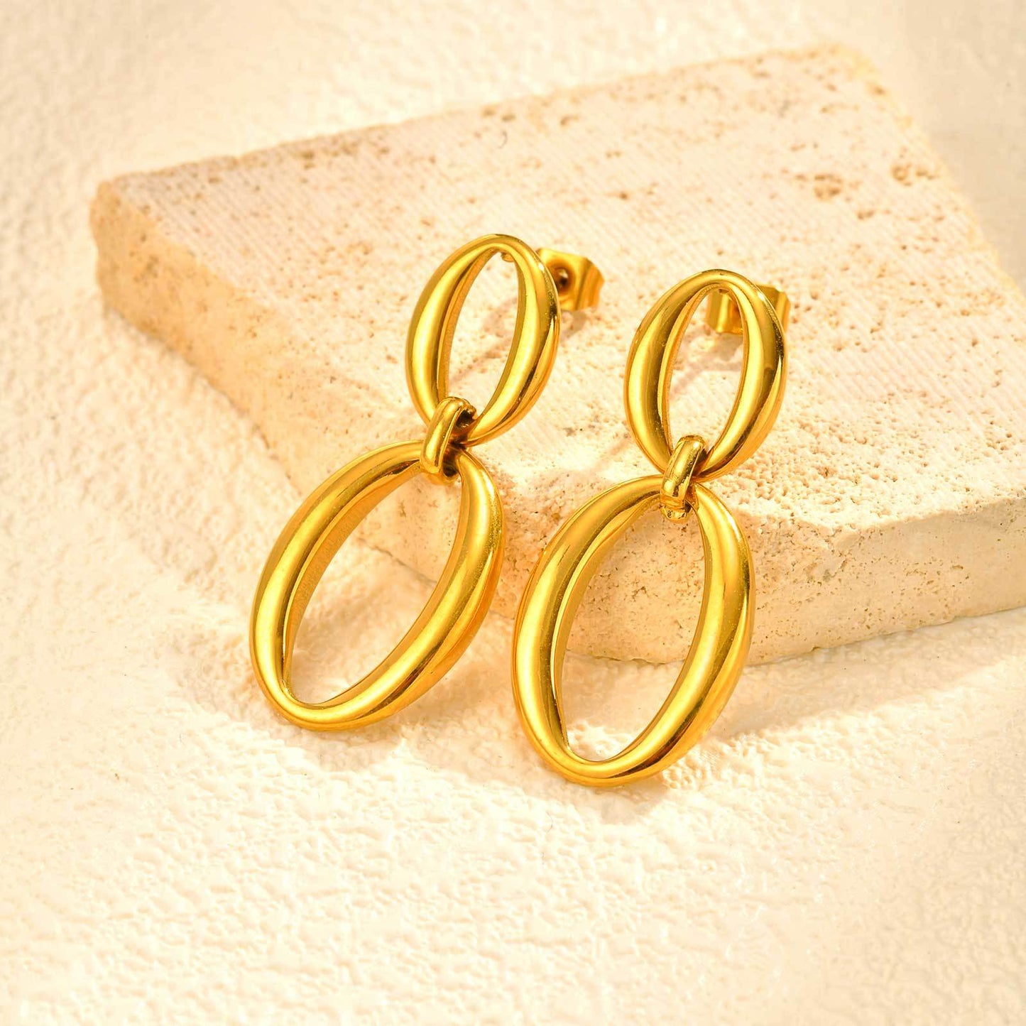Round Stud Earrings For Women Featuring Waterproof Non Tarnish 304 Stainless Steel With 18K Real Gold Plated PVD Coating