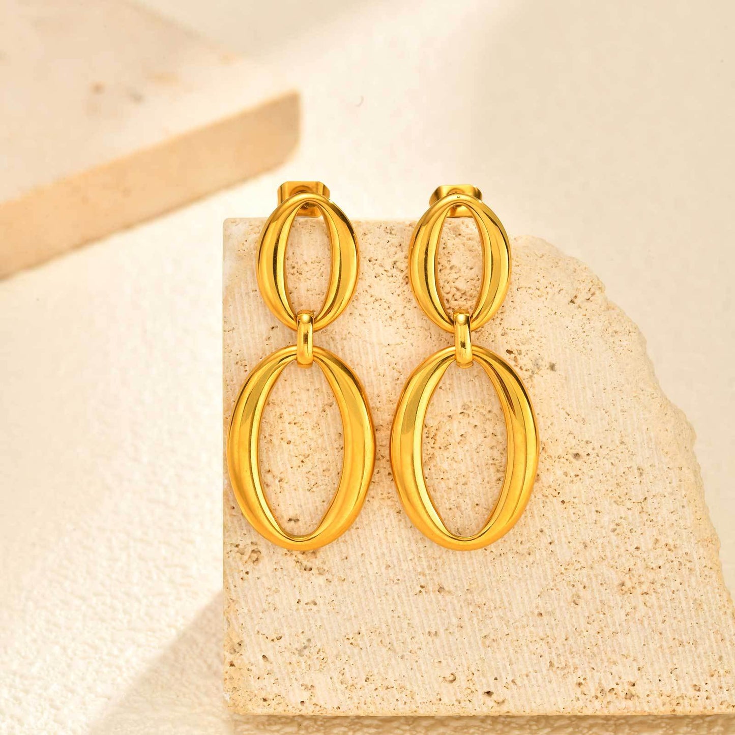Round Stud Earrings For Women Featuring Waterproof Non Tarnish 304 Stainless Steel With 18K Real Gold Plated PVD Coating