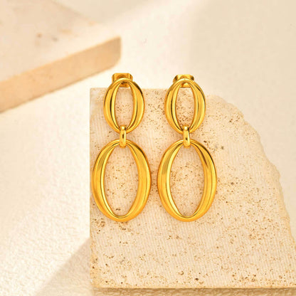 Round Stud Earrings For Women Featuring Waterproof Non Tarnish 304 Stainless Steel With 18K Real Gold Plated PVD Coating