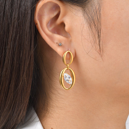 Round Stud Earrings For Women Featuring Waterproof Non Tarnish 304 Stainless Steel With 18K Real Gold Plated PVD Coating