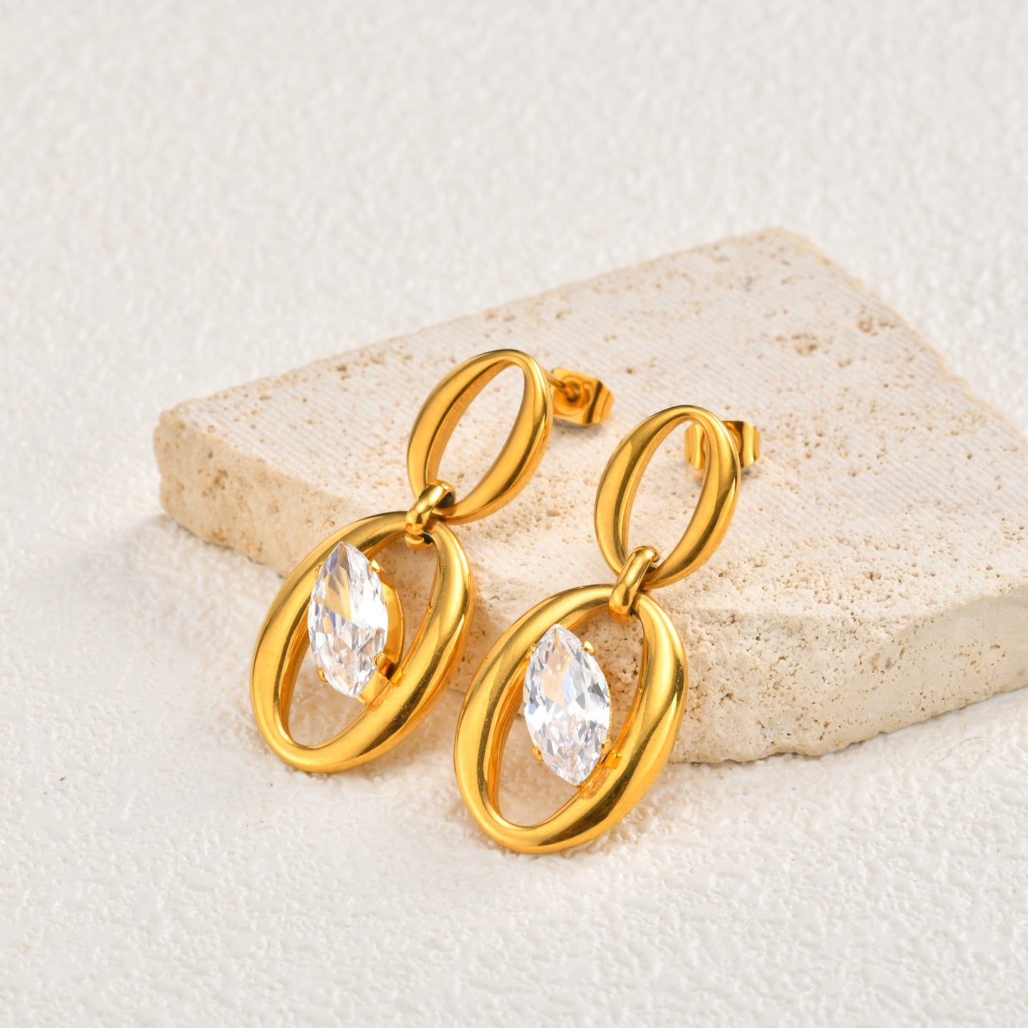 Round Stud Earrings For Women Featuring Waterproof Non Tarnish 304 Stainless Steel With 18K Real Gold Plated PVD Coating