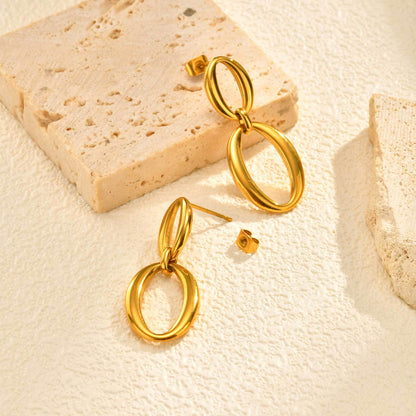 Round Stud Earrings For Women Featuring Waterproof Non Tarnish 304 Stainless Steel With 18K Real Gold Plated PVD Coating