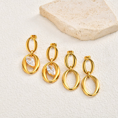 Round Stud Earrings For Women Featuring Waterproof Non Tarnish 304 Stainless Steel With 18K Real Gold Plated PVD Coating