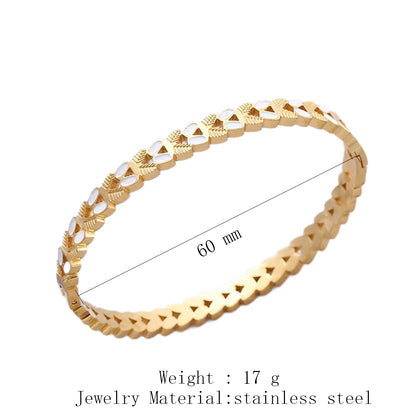 Polished Geometric Bangle For Women In 304 Stainless Steel With 18K Real Gold Plated PVD Coating