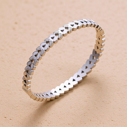 Polished Geometric Bangle For Women In 304 Stainless Steel With 18K Real Gold Plated PVD Coating