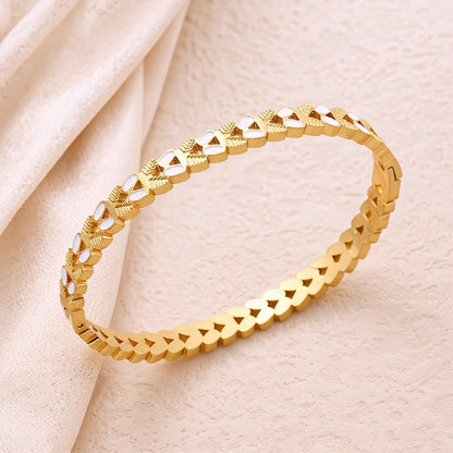 Polished Geometric Bangle For Women In 304 Stainless Steel With 18K Real Gold Plated PVD Coating