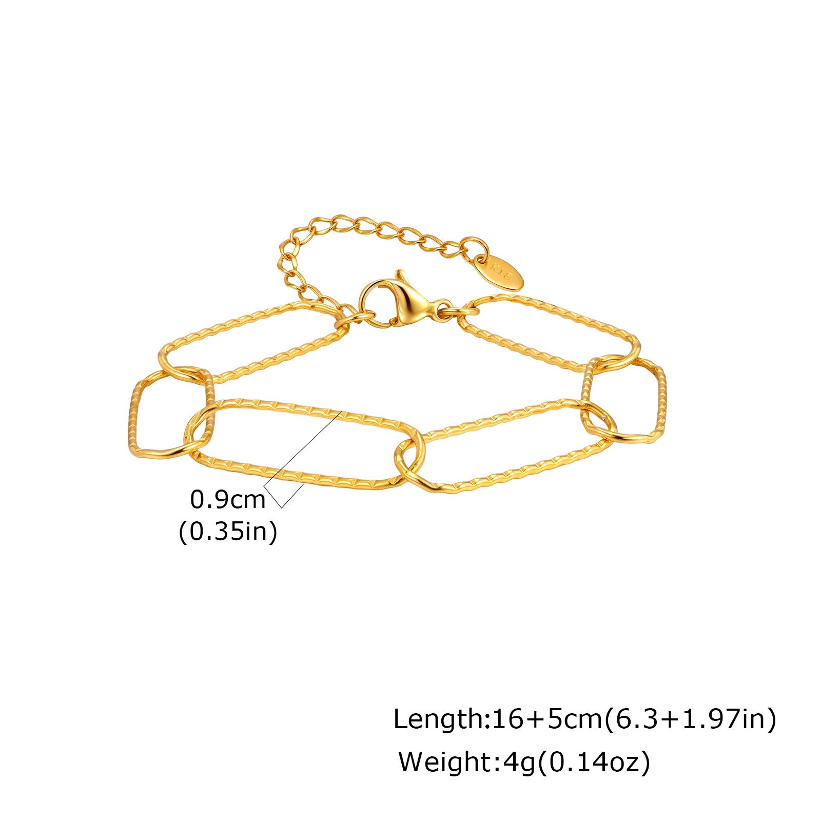 Portrait For Bracelets Casual Style 304 Stainless Steel With 18K Real Gold Plated Paperclip Chain