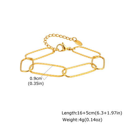 Portrait For Bracelets Casual Style 304 Stainless Steel With 18K Real Gold Plated Paperclip Chain