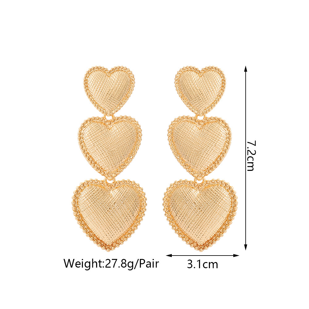 Heart Shape Zinc Alloy Women’s Retro Style Golden Banquet Accessory With Textured Craft