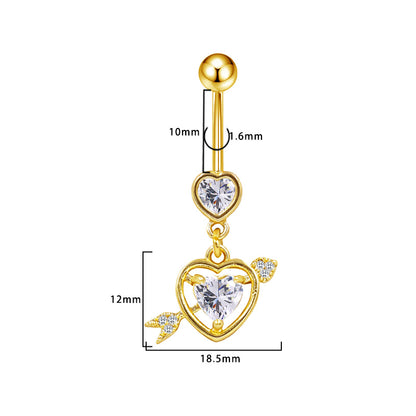 Three-dimensional Moon Copper Belly Ring With Electroplated Platinum Plated Finish And Zircon Inlay