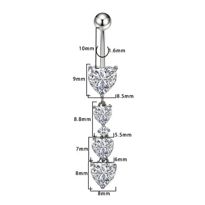 Three-dimensional Moon Copper Belly Ring With Electroplated Platinum Plated Finish And Zircon Inlay