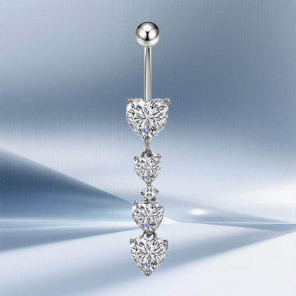 Three-dimensional Moon Copper Belly Ring With Electroplated Platinum Plated Finish And Zircon Inlay