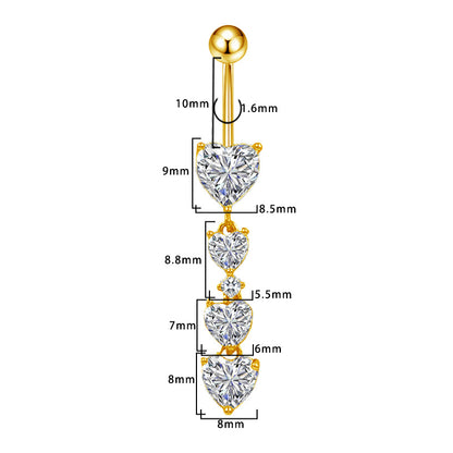 Three-dimensional Moon Copper Belly Ring With Electroplated Platinum Plated Finish And Zircon Inlay