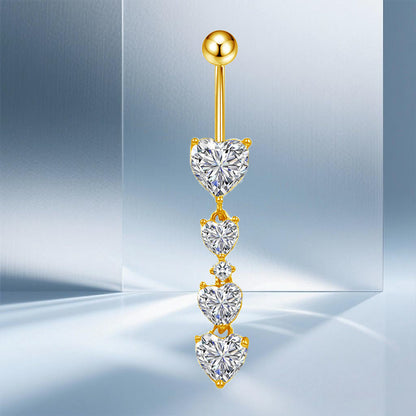Three-dimensional Moon Copper Belly Ring With Electroplated Platinum Plated Finish And Zircon Inlay