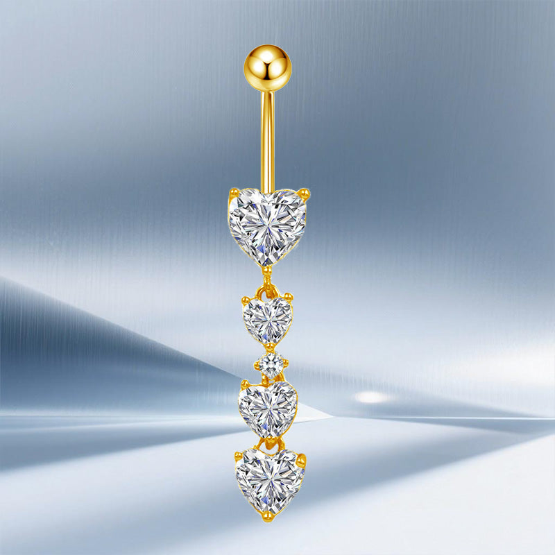 Three-dimensional Moon Copper Belly Ring With Electroplated Platinum Plated Finish And Zircon Inlay