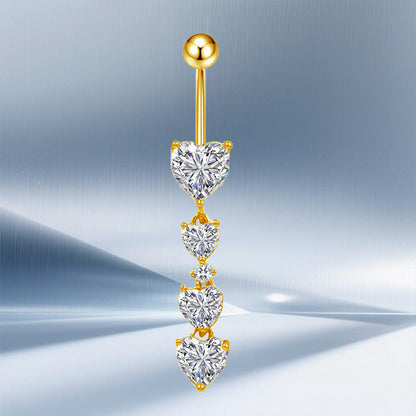 Three-dimensional Moon Copper Belly Ring With Electroplated Platinum Plated Finish And Zircon Inlay