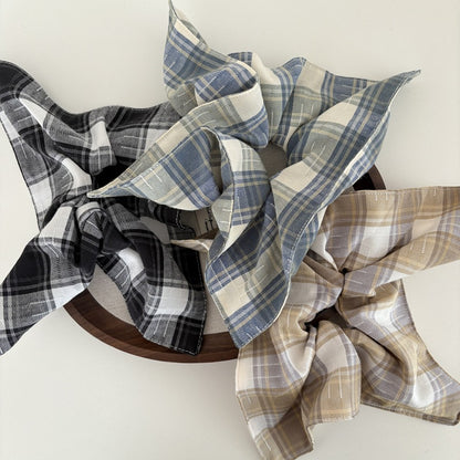 Preppy Style Hair Tie Made Of Cloth Featuring Blue Checkered Scrunchies