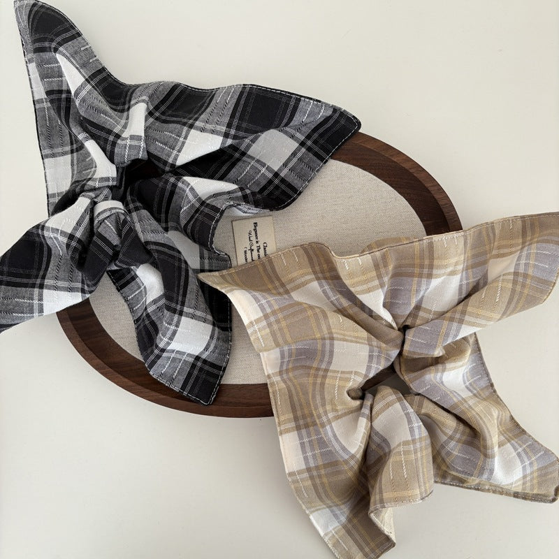 Preppy Style Hair Tie Made Of Cloth Featuring Blue Checkered Scrunchies