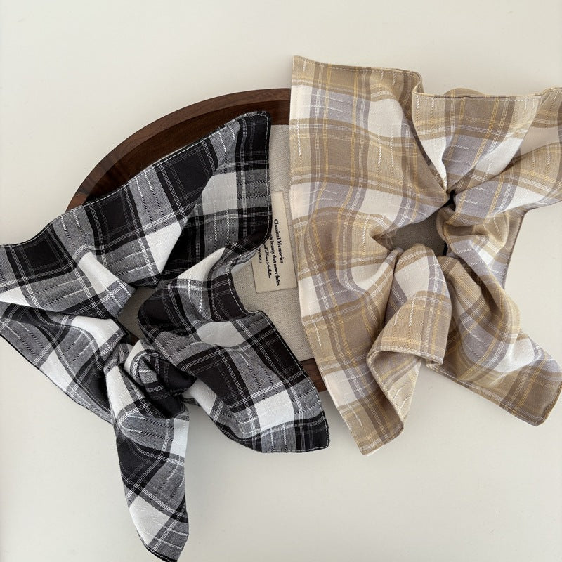 Preppy Style Hair Tie Made Of Cloth Featuring Blue Checkered Scrunchies