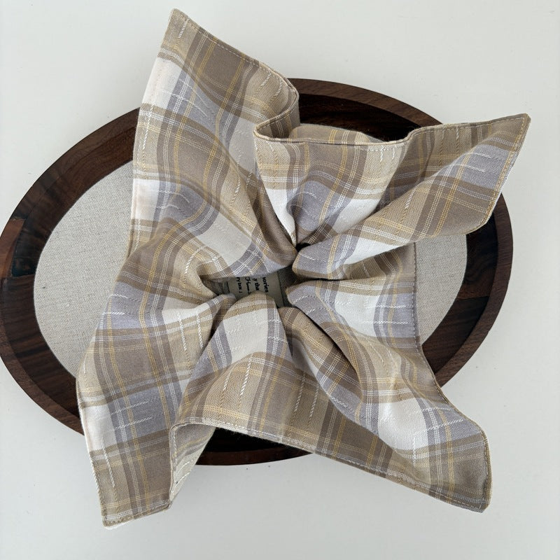 Preppy Style Hair Tie Made Of Cloth Featuring Blue Checkered Scrunchies