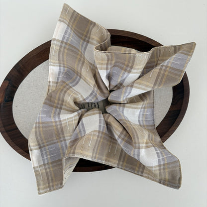 Preppy Style Hair Tie Made Of Cloth Featuring Blue Checkered Scrunchies