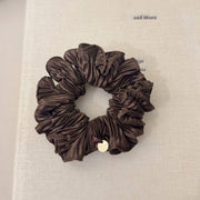 FQ655 Gentle Texture Wrinkled Gold Label Hair Tie - Dark Coffee