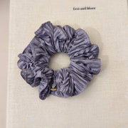 FQ655 Gentle Texture Wrinkled Gold Label Hair Tie - Gray