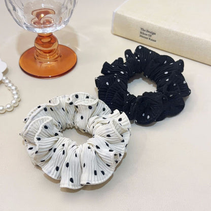 Polka Dots Chiffon Hair Scrunchie In White, Soft And Lightweight Accessory For Everyday Wear