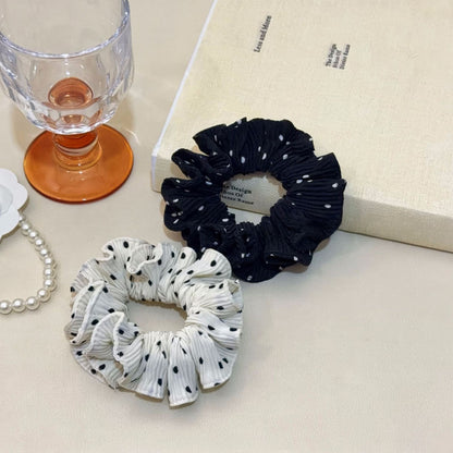 Polka Dots Chiffon Hair Scrunchie In White, Soft And Lightweight Accessory For Everyday Wear